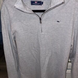 Vineyard Vines Gray Zip Up Sweater with Stand-Up Collar